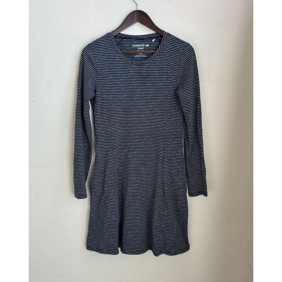 Toad&Co Dresses & Skirts - Toad & Co Windmere Dress S Striped Blue Organic Cotton Long Sleeve Casual